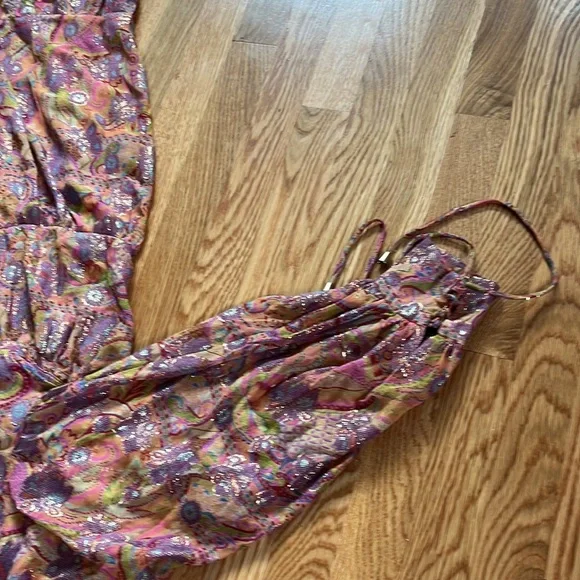 NWT Free People Paisley Chiffon Maxi Dress Silk Blend Small - Picture 13 of 15